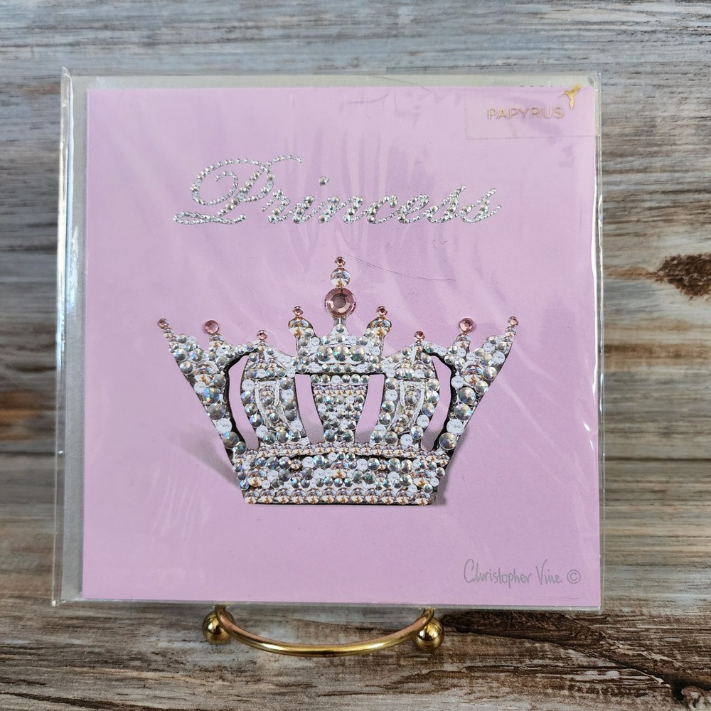 Papyrus Christopher Vine Princess Birthday Card Rhinestone Crown Pink New
